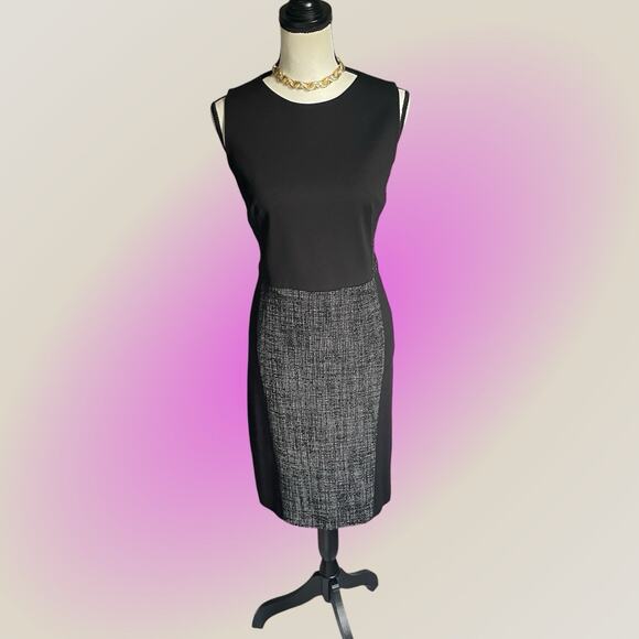 Akris Punto Women's Black Wool Blend & Tweed Sleeveless Midi Shift Dress Sz 8 M - Picture 14 of 15